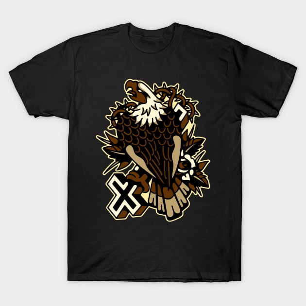 Eagle gripping cross T-Shirt by Bojes Art